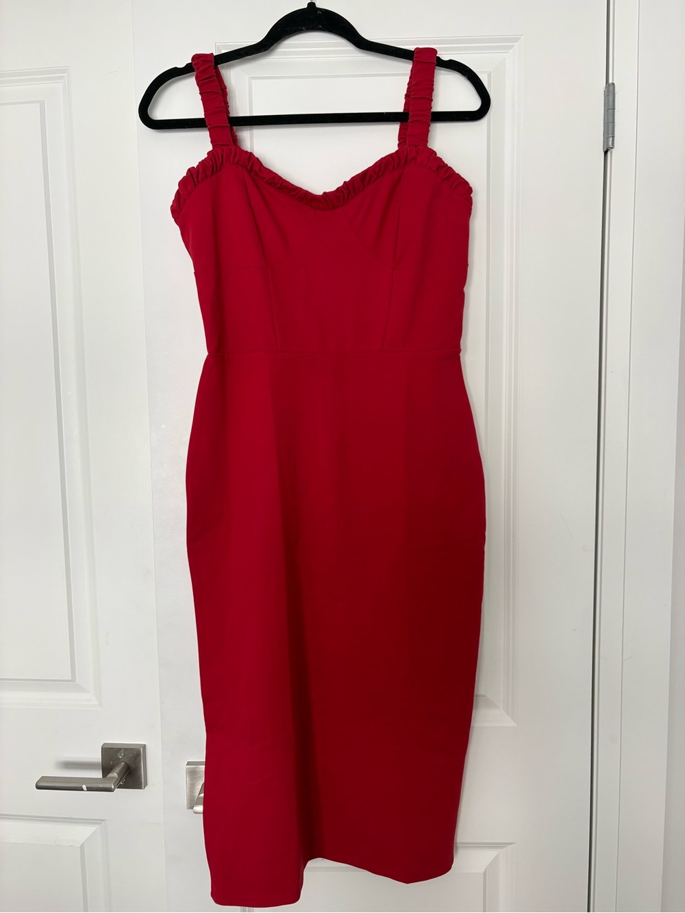 NWT Dynamite Smocking Detail Red Midi Bodycon Dress, size Medium